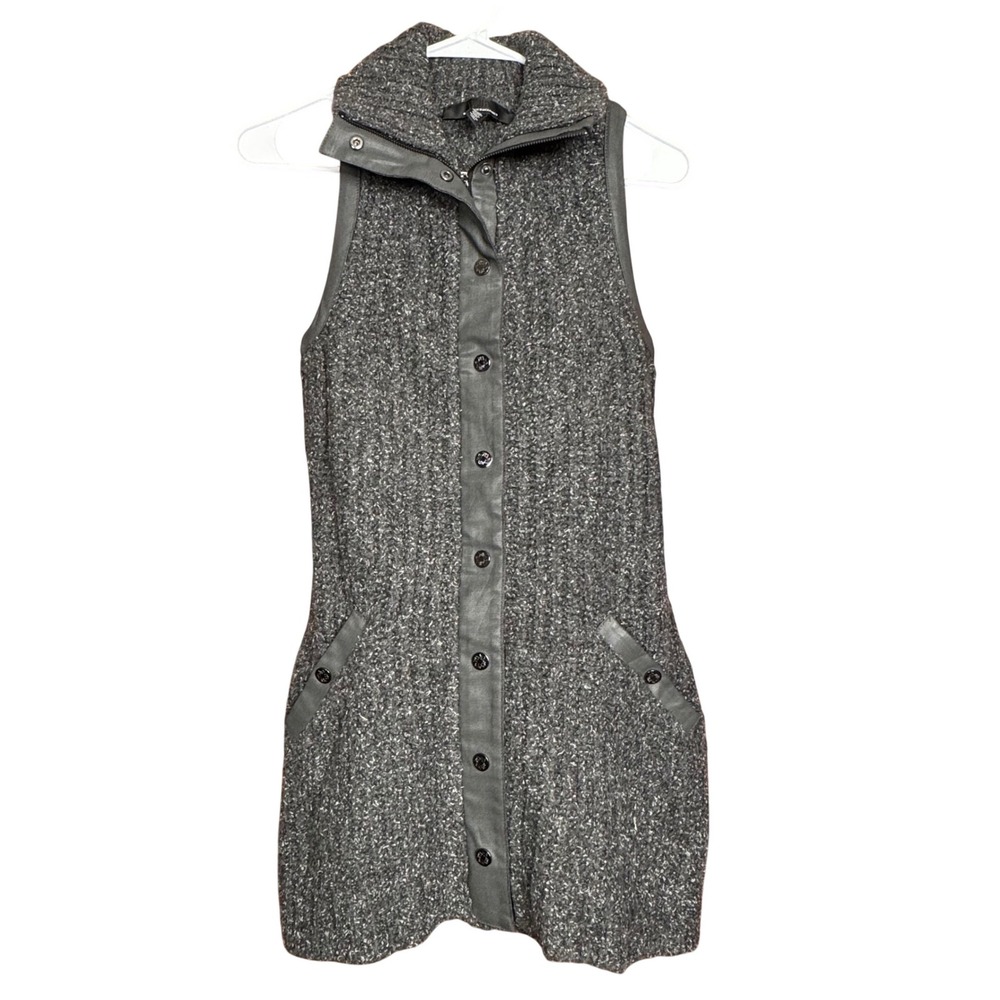 WHBM Women Grey Sleeveless‎ Sweater Tunic Vest SP Textured Layer Minimalist Fall